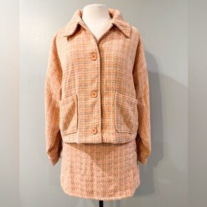 LE LIS peach tweed skirt and blazer NWT